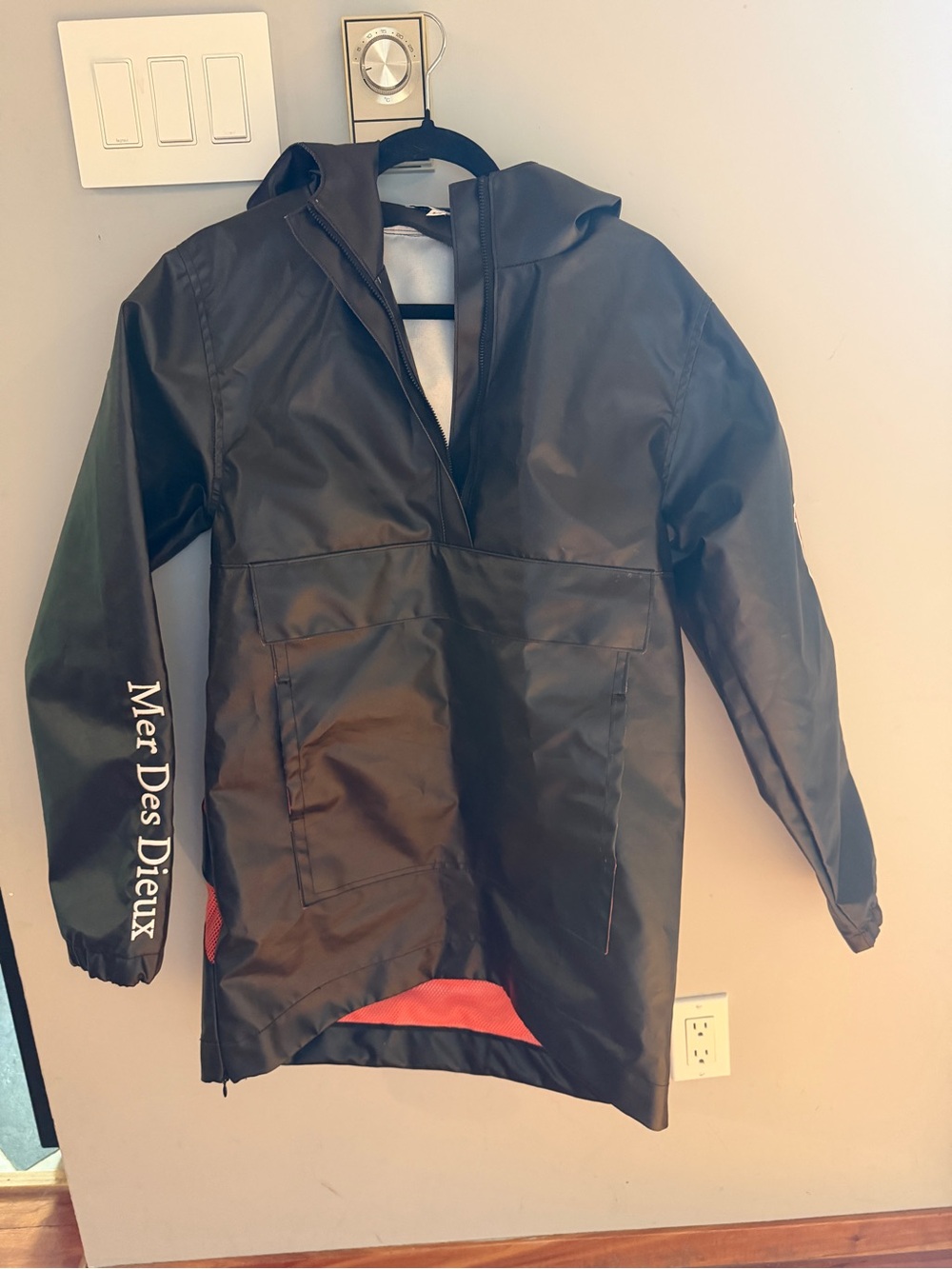 Black Hooded Rain Anorak Jacket
